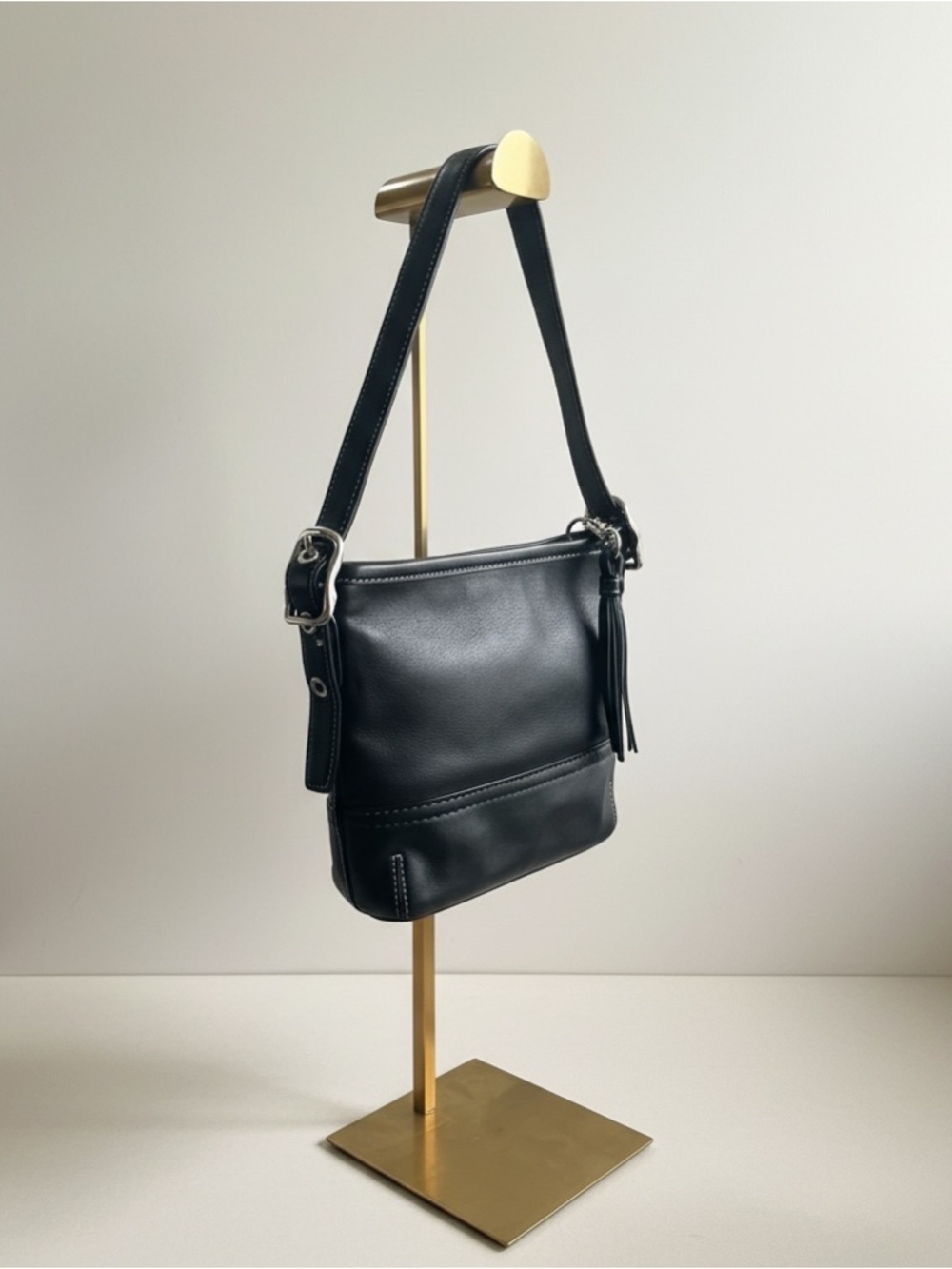 Coach Mini Black Leather Shoulder Bag Y2K 90s Underarm Purse Style 1507 - Picture 10 of 13